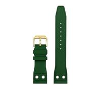 WTNZBAEM Bracelet en caoutchouc FKM 20 mm, 21 mm, 22 mm, compatible avec les montres IWC Big Pilot, Little Prince Mark 18 et 20 TOP GUN, avec rivet(Green-gold A,21mm width)