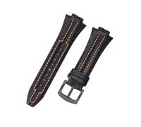 WTNZBAEM Bracelet en cuir de vachette compatible avec les montres Seiko SNL017 029P2/021P1 SNA595 7L22-0AE0 Sportura Series, 27 x 15 mm(Black orange-black)