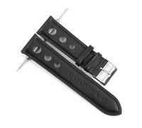 WTNZBAEM Bracelet en cuir vintage fait main for homme, 18 mm, 20 mm, 22 mm, noir, ajouré et respirant(Black-Black Wire,20mm)