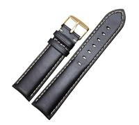 WTNZBAEM Bracelets de montre en cuir for hommes et femmes, 18, 19, 20, 21, 22, 24 mm, style vintage, avec boucle argentée polie(Black gold buckle,24mm)