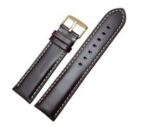 WTNZBAEM Bracelets de montre en cuir for hommes et femmes, 18, 19, 20, 21, 22, 24 mm, style vintage, avec boucle argentée polie(Dark brown gold,22mm)
