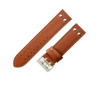 WTNZBAEM Bracelets de montre étanches en cuir vachette véritable qualité supérieure, compatibles avec les montres Hamilton H760250 Khaki Aviation 20-22 mm(Brown brown-Steel,22mm)