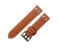 WTNZBAEM Bracelets de montre étanches en cuir vachette véritable qualité supérieure, compatibles avec les montres Hamilton H760250 Khaki Aviation 20-22 mm(Brown white-Black,22mm)