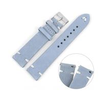WTNZBAEM Bracelets de montre vintage en cuir suédé bleu, bracelet de rechange compatible avec les accessoires de montre 18 mm, 20 mm, 22 mm, 24 mm(Blue-White Line,24mm)