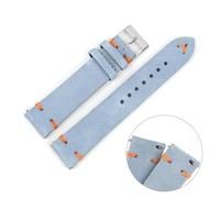 WTNZBAEM Bracelets de montre vintage en cuir suédé bleu, bracelet de rechange compatible avec les accessoires de montre 18 mm, 20 mm, 22 mm, 24 mm(Blue-Orange Line,22mm)