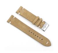 WTNZBAEM Bracelets de montre vintage en cuir suédé bleu, bracelet de rechange compatible avec les accessoires de montre 18 mm, 20 mm, 22 mm, 24 mm(Khaki-White Line,20mm)