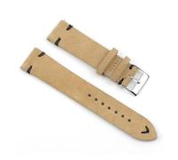 WTNZBAEM Bracelets de montre vintage en cuir suédé bleu, bracelet de rechange compatible avec les accessoires de montre 18 mm, 20 mm, 22 mm, 24 mm(Khaki-Black Line,20mm)