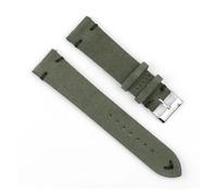 WTNZBAEM Bracelets de montre vintage en cuir suédé bleu, bracelet de rechange compatible avec les accessoires de montre 18 mm, 20 mm, 22 mm, 24 mm(Green-Black Line,24mm)