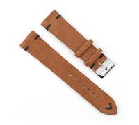 WTNZBAEM Bracelets de montre vintage en cuir suédé bleu, bracelet de rechange compatible avec les accessoires de montre 18 mm, 20 mm, 22 mm, 24 mm(Brown-Black Line,20mm)