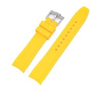 WTNZBAEM Compatible avec le bracelet de montre en silicone incurvé Planet System de marque Omega Swatch Co for bracelet de montre Rolex Water Ghost 20 mm 22 mm(Yellow Silver,22mm)