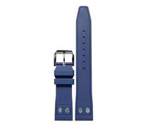 WTNZBAEM Compatible avec les bracelets de montre IWC Big Pilot Portofino, rivets, en caoutchouc fluoré, boucle en métal, 20 mm, 21 mm, 22 mm(Blue pin black,21mm)