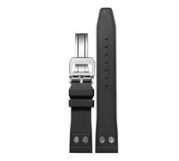 WTNZBAEM Compatible avec les bracelets de montre IWC Big Pilot Portofino, rivets, en caoutchouc fluoré, boucle en métal, 20 mm, 21 mm, 22 mm(Black silver folding,22mm)