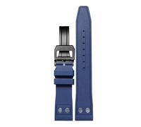 WTNZBAEM Compatible avec les bracelets de montre IWC Big Pilot Portofino, rivets, en caoutchouc fluoré, boucle en métal, 20 mm, 21 mm, 22 mm(Blue black folding,20mm)