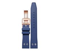 WTNZBAEM Compatible avec les bracelets de montre IWC Big Pilot Portofino, rivets, en caoutchouc fluoré, boucle en métal, 20 mm, 21 mm, 22 mm(Blue RG folding,22mm)