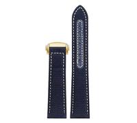 WTNZBAEM Compatible avec les bracelets de montre Omega Seamaster 300, Speedmaster AT150, Snoopy série 310.32, en toile et cuir, 19, 20, 21 et 22 mm(Blue white gold,20mm)
