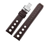 WTNZBAEM Compatible avec les bracelets de montre Tissot 1853 Sports Racing Series PRS516 T91 en cuir de vache 20 mm, compatible avec les bracelets de montre Chopin(Brown white silver)