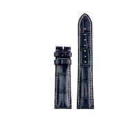 WTNZBAEM Compatible avec les montres Longines en cuir véritable L2 L3 L4 L2.628/L2.673 Bracelet de montre artisanal en cuir de vachette avec boucle papillon 19 20 21 mm(Blue-no buckle,20mm)