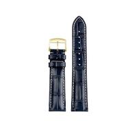 WTNZBAEM Compatible avec les montres Longines en cuir véritable L2 L3 L4 L2.628/L2.673 Bracelet de montre artisanal en cuir de vachette avec boucle papillon 19 20 21 mm(Blue-gold pin,19mm)