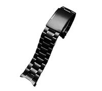 WTNZBAEM Compatible avec Seiko Casio Longines Bracelet de montre en acier inoxydable à extrémité incurvée for homme Bracelet de montre en métal Chaîne de montre(B Black,18mm)
