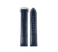 WTNZBAEM Compatible With Omega Genuine Leather Strap Men's Seamaster 300 150 Super 007 AT150 Brown Italian Cowhide Bracelet Watchband 19mm 20mm 22mm(Y10 blue-silver,19mm)