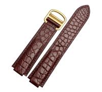 WTNZBAEM Crocodile Leather Watch Strap Compatible With Cartier Blue Balloon WSBB0025 W69012Z4 18-11mm 20-12mm 22-14mm Convex Watchband Men Women(Brown-gold,16-8mm)