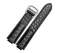 WTNZBAEM Crocodile Leather Watch Strap Compatible With Cartier Blue Balloon WSBB0025 W69012Z4 18-11mm 20-12mm 22-14mm Convex Watchband Men Women(Black-silver,16-8mm)