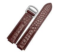 WTNZBAEM Crocodile Leather Watch Strap Compatible With Cartier Blue Balloon WSBB0025 W69012Z4 18-11mm 20-12mm 22-14mm Convex Watchband Men Women(Brown-silver,16-8mm)