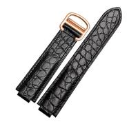WTNZBAEM Crocodile Leather Watch Strap Compatible With Cartier Blue Balloon WSBB0025 W69012Z4 18-11mm 20-12mm 22-14mm Convex Watchband Men Women(Black-rosegold,16-8mm)