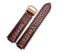 WTNZBAEM Crocodile Leather Watch Strap Compatible With Cartier Blue Balloon WSBB0025 W69012Z4 18-11mm 20-12mm 22-14mm Convex Watchband Men Women(Brown-rosegold,18-11mm)