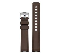 WTNZBAEM Curved End Rubber Strap Compatible With Omega X Swatch Moonswatch Compatible With Seamaster 300 Sport Waterproof Men Tpu Replace Bracelet Watch Band 20m(Brown)