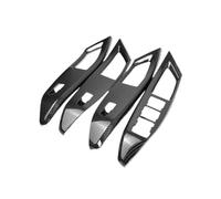 WTNZBAEM Lot de 4 caches de commutateur de lève-vitre intérieur de Voiture, Garniture Compatible avec Ford Focus MK4 2019, Noir/Argent, ABS, Fibre de Carbone(Carbon Fiber Pattern)