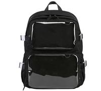 WTongBao Femmes et adolescents exposent de magnifiques sacs à dos décontractés et robustes à travers des fenêtres transparentes(Noir)