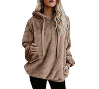 Wtouhe Pull à Capuche 2021 Nouveau Femme Oversize Mode Veste DéContractéE LâChe Coton Rembourré Grande Taille Poches 2021 Present Moins De 10 Euros