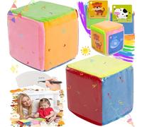 WTpin 2 Pièces Dés Souples éducation, Dés Souple pour l'enseignement, Dés Souple Bricolage De Jeu, Dés Souples avec Poche Transparente, Cubes d'apprentissage en Mousse Doux(10x10cm)