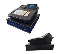 WTRYRN Caisse enregistreuse électronique 48 Touches, Impression Thermique des Tickets, Double Affichage et tiroir-Caisse verrouillable, idéale pour Les Petits commerces et Restaurants. Black