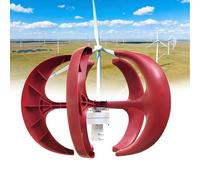 WTRYRN Éolienne à axe Vertical avec Moteur Lanterne, kit d'éolienne Verticale à 5 pales, Stations de Base de Communication, éclairage de Jardin Red-12V