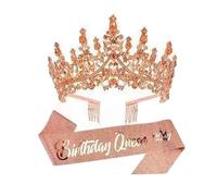 WTRYT Couronne d'anniversaire - 1 ensemble de diadème en cristal scintillant - Couronne d'anniversaire - Kit de diadème pour fille - Bandeau en strass - Couronne pour fête d'anniversaire - Accessoire