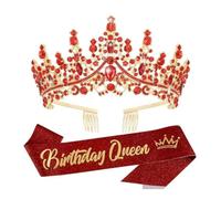 WTRYT Couronne d'anniversaire - 1 ensemble de diadème en cristal scintillant - Couronne d'anniversaire - Kit de diadème pour fille - Bandeau en strass - Couronne pour fête d'anniversaire - Accessoire