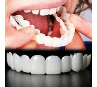 Wttfc 2 Paires Dentier, Dentier Prothese,Dentaire Instantanées Denture,Facette Dentaire Silicone pour Blanchiment des Dents,Haut Et Bas Dentier Provisoire pour Hommes Et Femmes