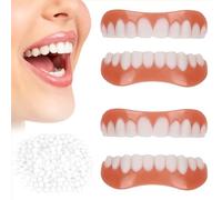 Wttfc 2 Paires Faux Dentier Sourire Parfait,Silicone Dentier,Prothese Dentaire Amovible, Facette Dentaire,Dent Provisoire,CosméTique Sourire Dentier,Blanchiment Dentaire pour Homme Et Femme