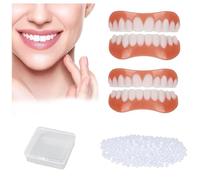 Wttfc 2 PièCes ProthèSes Dentaires,Dentier Provisoire Facette Dentaire Placages Fausses Dents Haut Et Bas Sourire Parfait Couvre Dents Avec Mini Pince à éPiler Pour Hommes Et Femmes