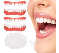 Wttfc Facette Dentaire Cosmétique, 2 Paires Faux Dentier Provisoire, Fausse Dent Sourire Parfait Haut et Bas, Prothèses Dentaires Temporaires pour Hommes et Femmes Blanchiment des Dents