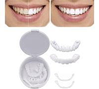 Wttfc Prothèses à Facettes Réglables, Prothèses Dentaires à Clipser, Dentier Provisoire en Silicone, Fausse Dent Sourire Parfait Facette Dentaire Amovible Haut et Bas pour Blanchiment des Dents
