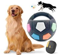 Wtujil TPR - Ballon de football pour chien avec poignées - Durable et interactif 4, jouet indestructible pour chien, balles interactives pour soulager l'anxiété chez les chiens de petite, moyenne et