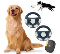 Wtujil TPR - Lot de 2 balles de football pour chien avec poignées - Durable et interactif 4, jouet indestructible pour chien, balles interactives pour soulager l'anxiété chez les chiens de petite