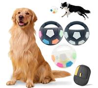 Wtujil TPR - Lot de 3 balles de football pour chien avec poignées - Durable et interactif 4, jouet indestructible pour chien, balles interactives pour soulager l'anxiété chez les chiens de petite