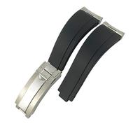 Wtukmo Bracelet de montre en caoutchouc avec extrémité incurvée en métal pour montre de sport Rolex Daytona GMT avec boucle coulissante Submariner 20 mm, Golden