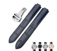 Wtukmo Bracelet de montre en cuir véritable avec boucle déployante pour Cartier Tank Solo Ballon bleu 16 mm 18 mm 20 mm, 22mm, Agate