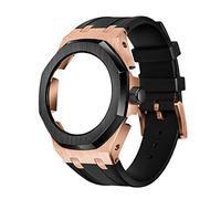 Wtukmo Bracelet en caoutchouc GA2100 GA2110 de 4e génération, boîtier en acier inoxydable, bracelet noir or rose et outils de modification, taille unique, Agate