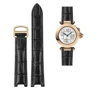 Wtukmo Bracelet en cuir de vachette concave marron noir avec boucle déployante pour montre Cartier PASHA WSPA0009 18 x 10 mm 20 x 12 mm, 18.10mm, Agate